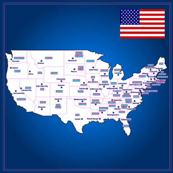 Mapa Stany Zjednoczone Ameryki. Ilustracja. - Zdjęcie, obraz