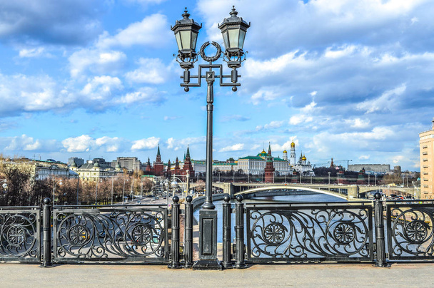 Street lamp about Kremlin in Moscow downtown (Red square) - Фото, изображение