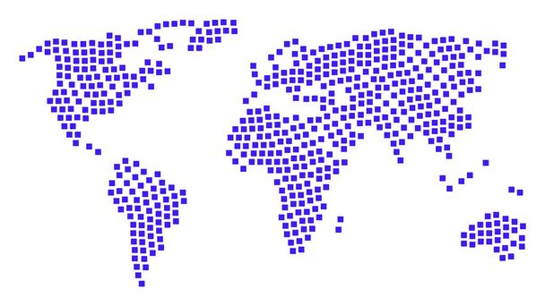 塗りつぶされた正方形アイコンの地球地図コラージュ - ベクター画像