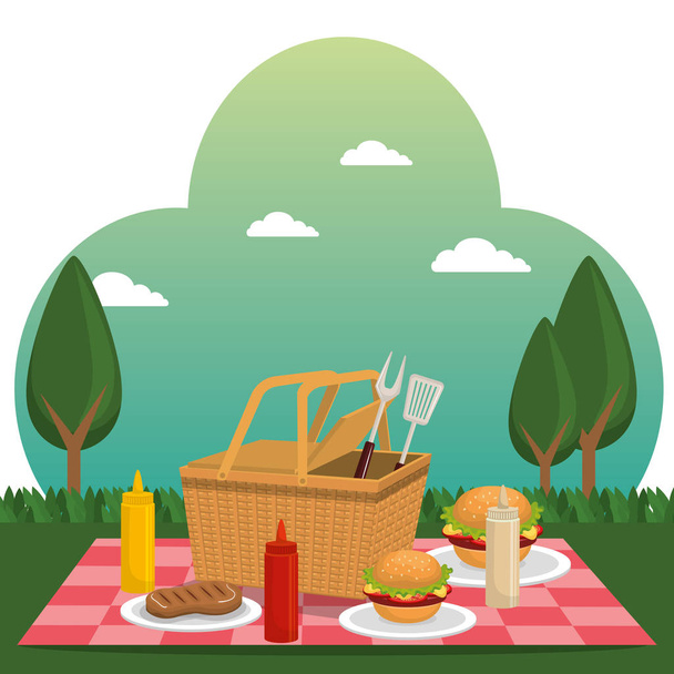 picnic party celebration scene - Vector, Image