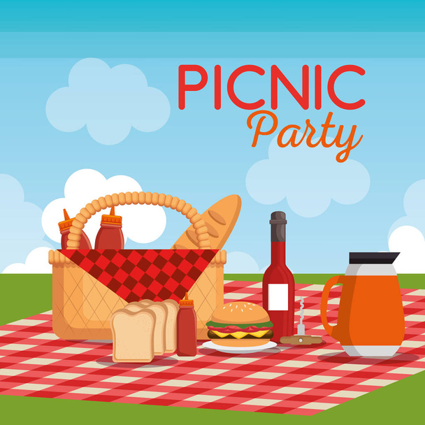 picnic party celebration scene - Vector, Image