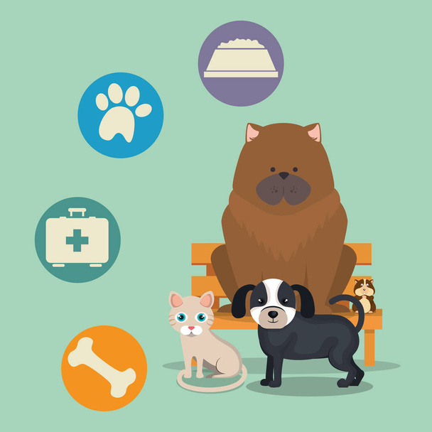 cute mascots pet shop icons - Vector, Image