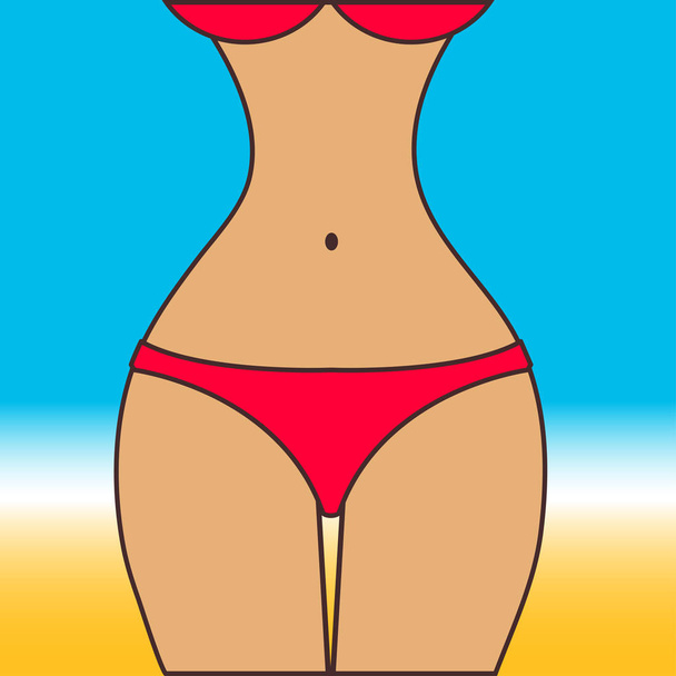 美しいビーチの女の子 - ベクター画像