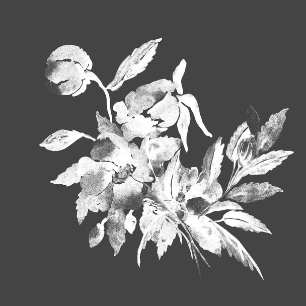 Aquarell-Illustration eines blühenden Zweiges. - Foto, Bild