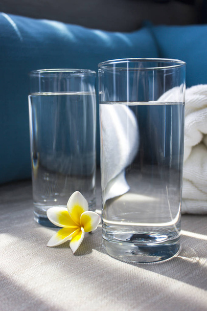 A glass with clear water. The concept of ecology. Copy space 1 - 写真・画像