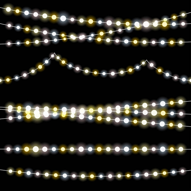 cuerdas de luz con bombillas ardientes
 - Vector, Imagen
