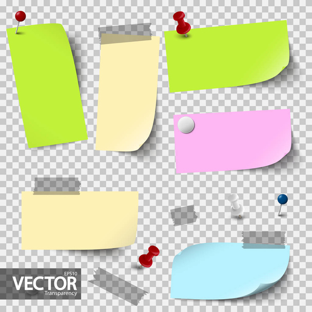 prázdné barevné papíry s příslušenstvím s vektorová průhlednost - Vektor, obrázek