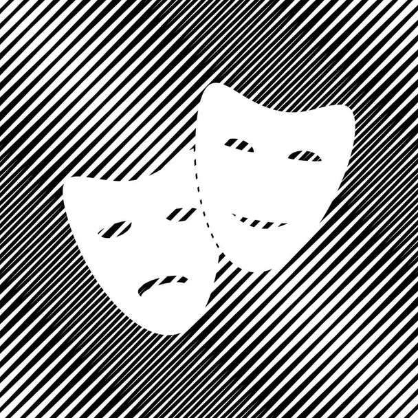 Theater pictogram met blij en verdrietig maskers. Vector. Pictogram. Gat in de moi - Vector, afbeelding
