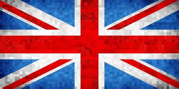 グランジ モザイク イギリス国旗 - 図では、イギリスの旗、抽象的なグランジ モザイク ベクトル - ベクター画像
