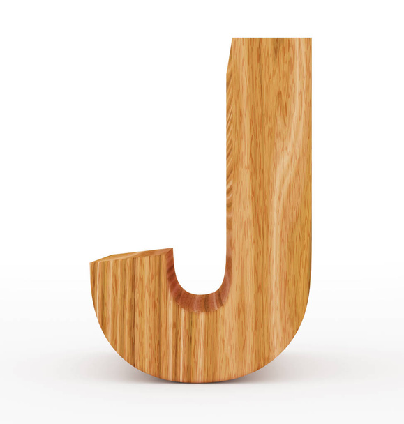 letter J 3d wooden isolated on white - Foto, Imagen