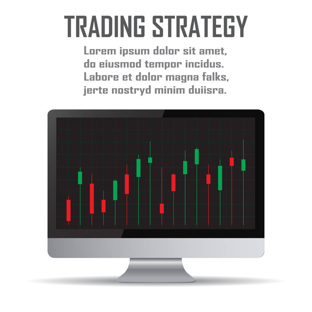 Kereskedési stratégia. Befektetési stratégiákat és az online kereskedési line art koncepció - Vektor, kép