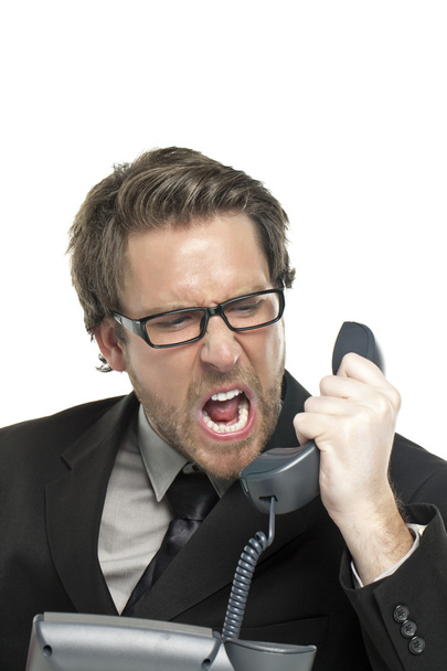 rozzlobený podnikatel křičí do telefonu - Fotografie, Obrázek