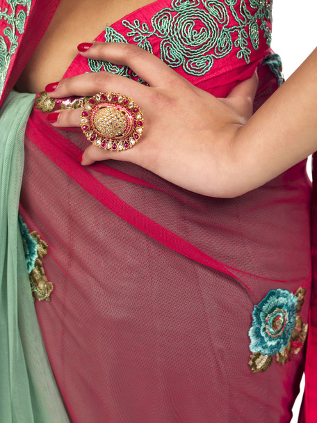 midsection of indian woman with hands on waist - Valokuva, kuva