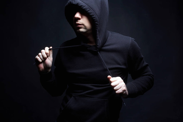 Man in Hood. Boy in a hooded sweatshirt - Photo, Image