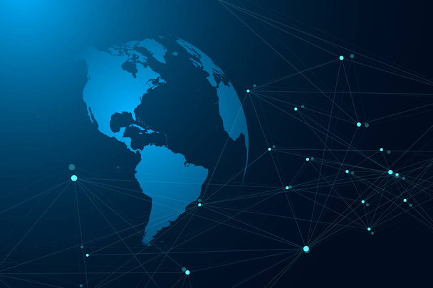 グローバル ネットワーク接続。ネットワークと大きなデータ可視化の背景。未来のグローバル ビジネス。ベクトル図. - ベクター画像