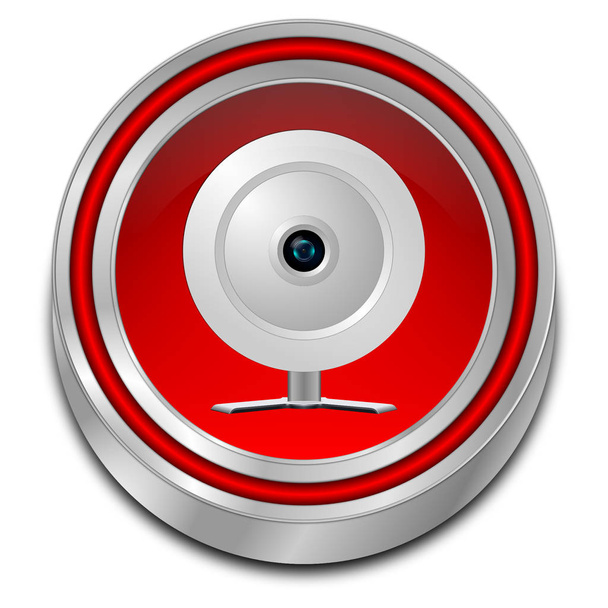Botón decorativo rojo con Webcam - Ilustración 3D
 - Foto, Imagen