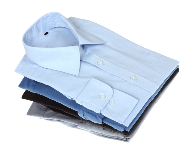New blue and grey man's shirts, isolated over a white background - Foto, Bild