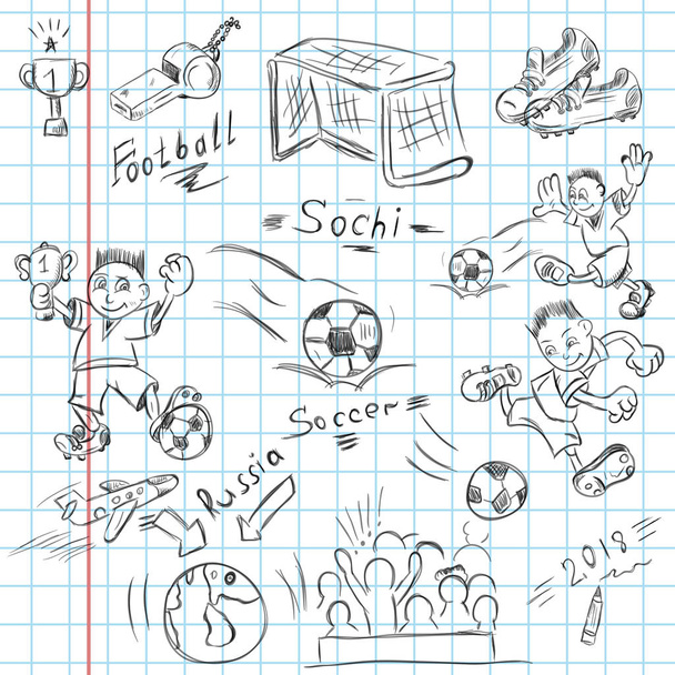 ilustracja kontur na arkusz notebook na temat piłki nożnej - Wektor, obraz