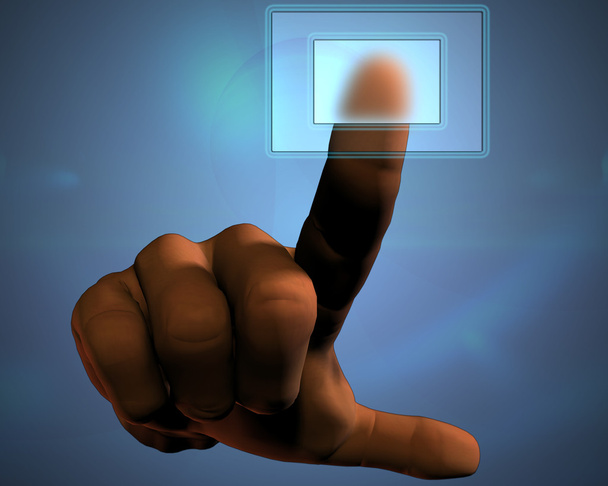 3D χέρι πιέζοντας κουμπί διαφανή - Φωτογραφία, εικόνα