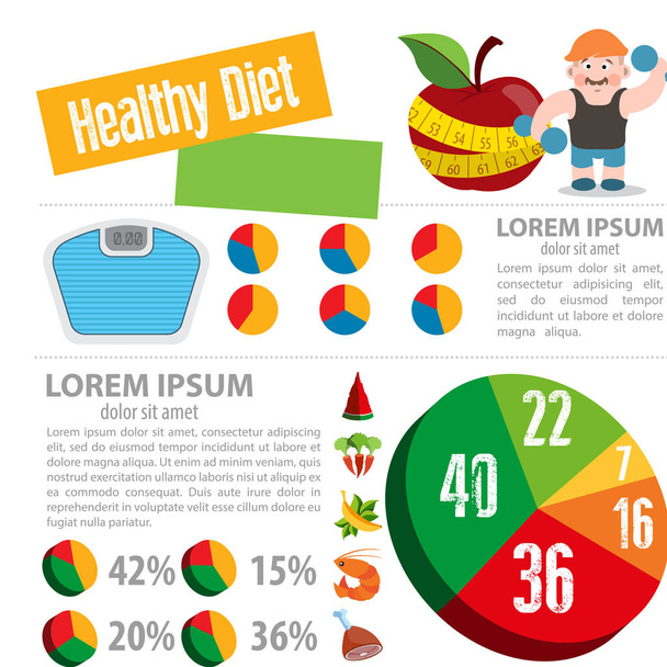 Vector infographic plan of products compliance in diet with place for text - Vetor, Imagem
