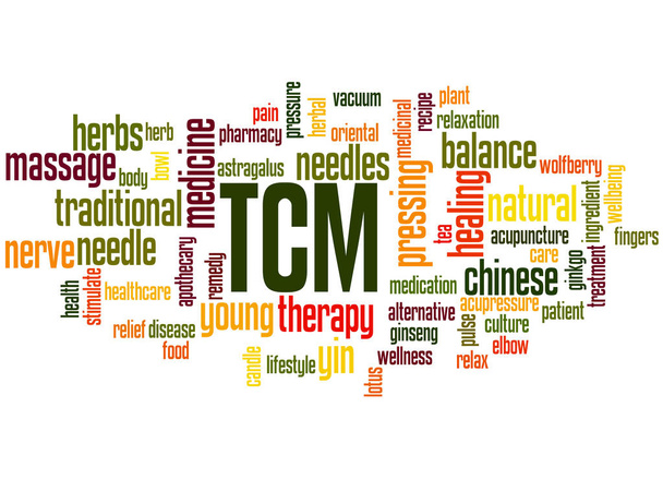 tcm (Traditionelle Chinesische Medizin) Wortwolkenkonzept - Foto, Bild