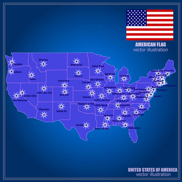 Векторная карта Соединенных Штатов Америки. Иллюстрация
. - Вектор,изображение