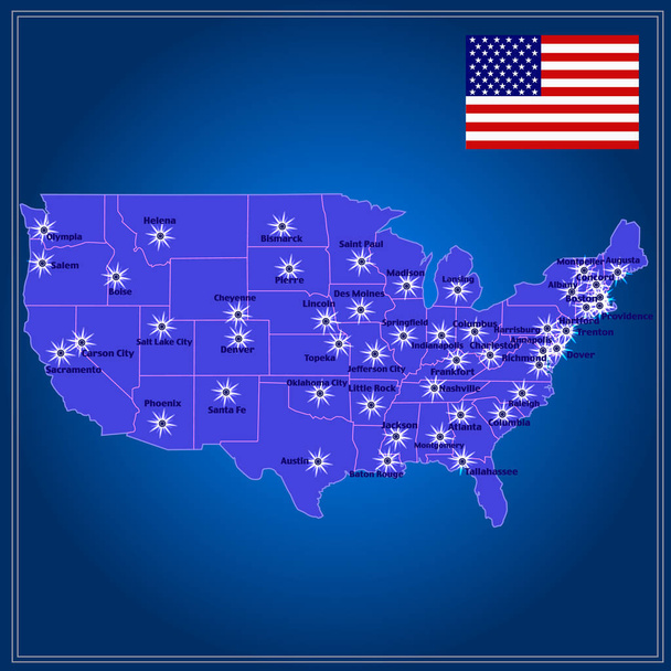 Amerika Birleşik Devletleri harita. İllüstrasyon. - Fotoğraf, Görsel