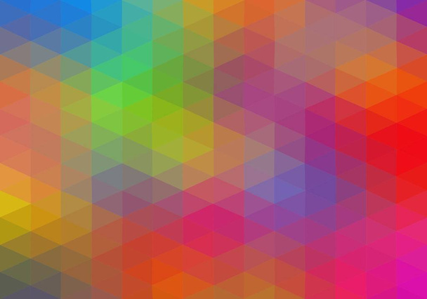 Fundo colorido que consiste em triângulos de cores diferentes em uma fileira ao lado um do outro e um abaixo do outro. Pixel fundo abstrato. Mosaico de elementos geométricos
  - Vetor, Imagem