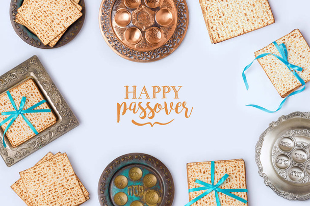 Jewish holiday Passover frame composition  - Valokuva, kuva