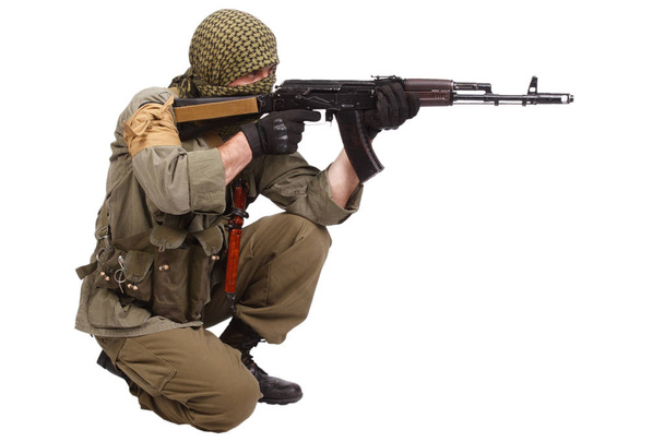 mercenary with AK 47 - 写真・画像
