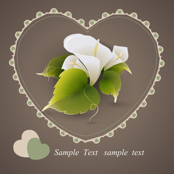 Vector heart with calla lily flowers. - Vector, Image