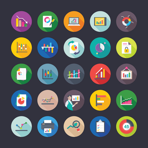 Pack Of Reports And Charts Flat Vector icons - Vetor, Imagem