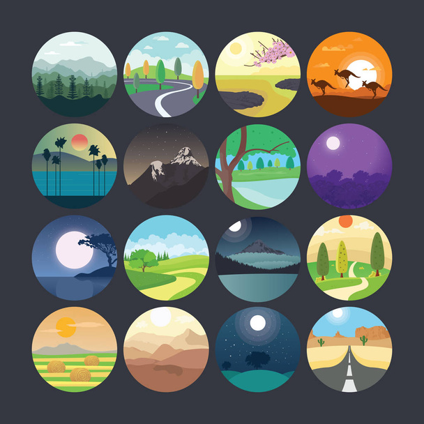 Flat Icon of Landscape 2 - Vector, Image