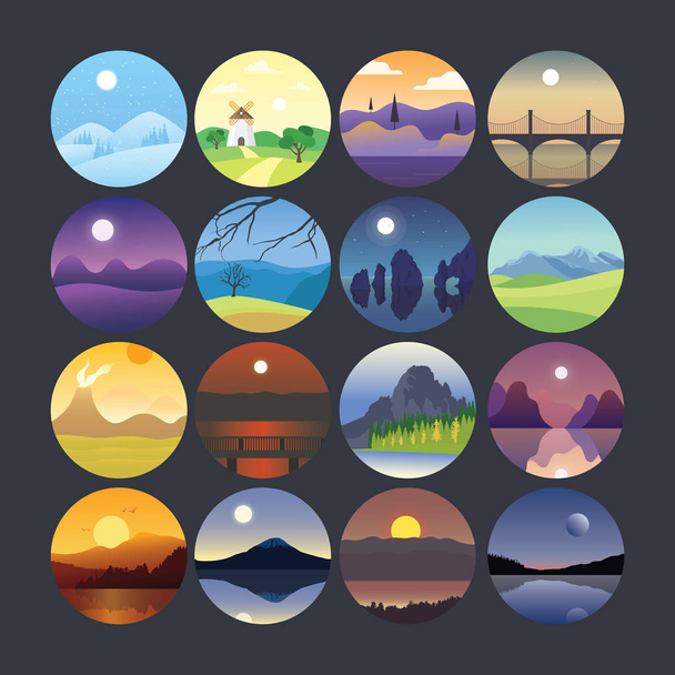 Flat Icon of Landscape 4 - Vector, Image