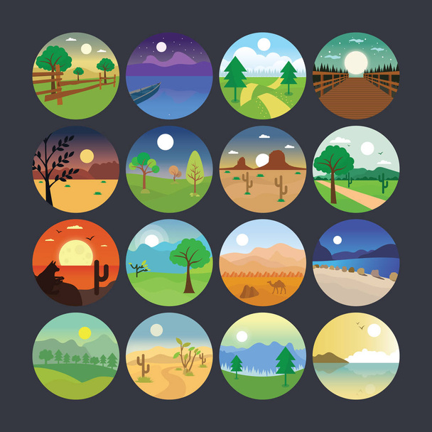 Flat Icon of Landscape 8 - Vector, Image