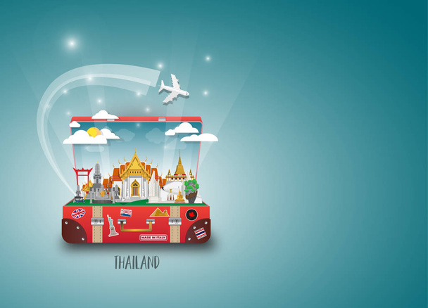 Thaimaa Maamerkki Global Travel ja matka paperi tausta
.  - Vektori, kuva