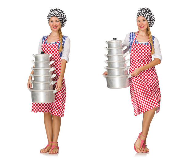 Donna cuoco isolato sullo sfondo bianco - Foto, immagini