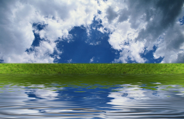 Green grass with sky - Foto, imagen
