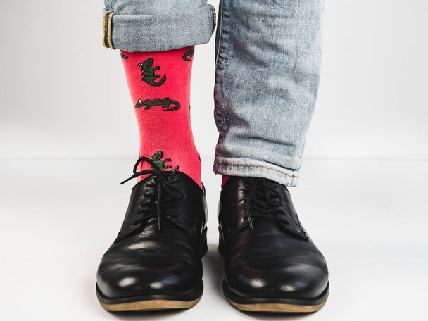 Stylish shoes and funny socks - Foto, afbeelding