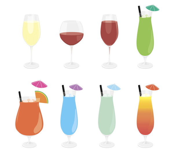 Mix of alcohol cocktail set - Vetor, Imagem