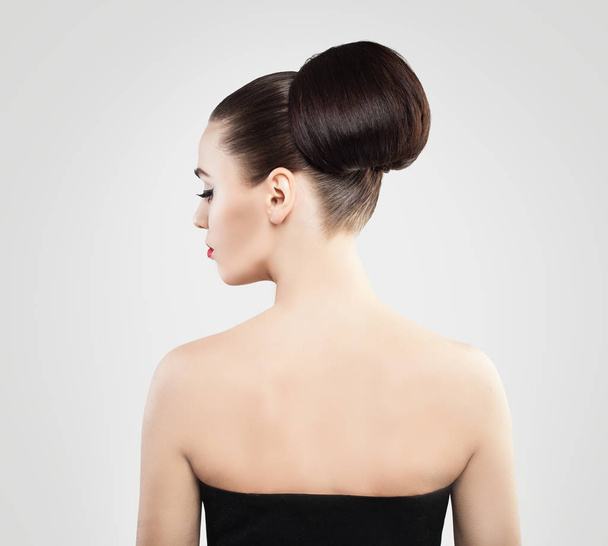 Woman with Updo Hair. Female Back  - Photo, Image