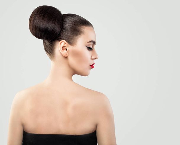Female Back and Profile. Woman with Updo Hair - Foto, Imagem