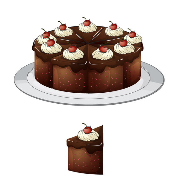 Chocolate cake with cherries - Вектор, зображення