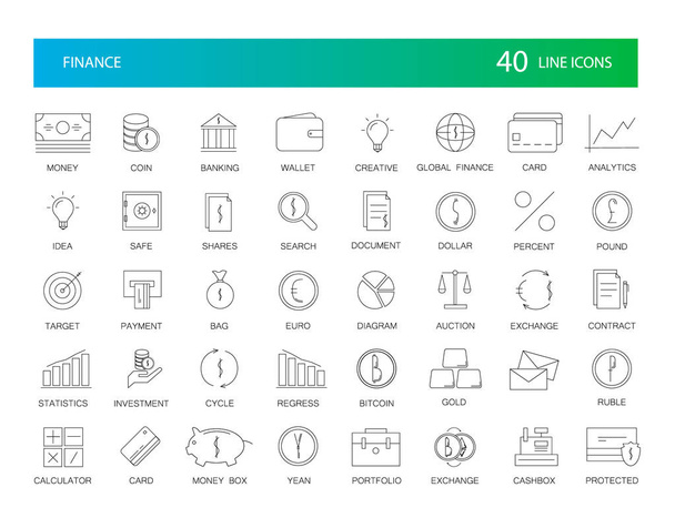 Line icons set. Finance pack. Vector Illustration - Vector, Image