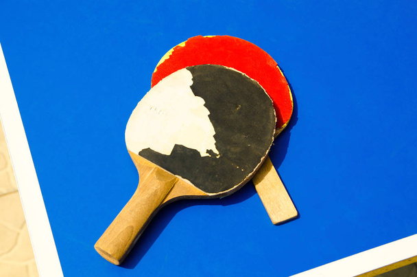 two old table tennis rackets - 写真・画像
