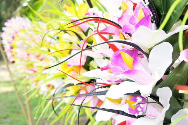 ポリネシアの花頭花輪背景 - 写真・画像
