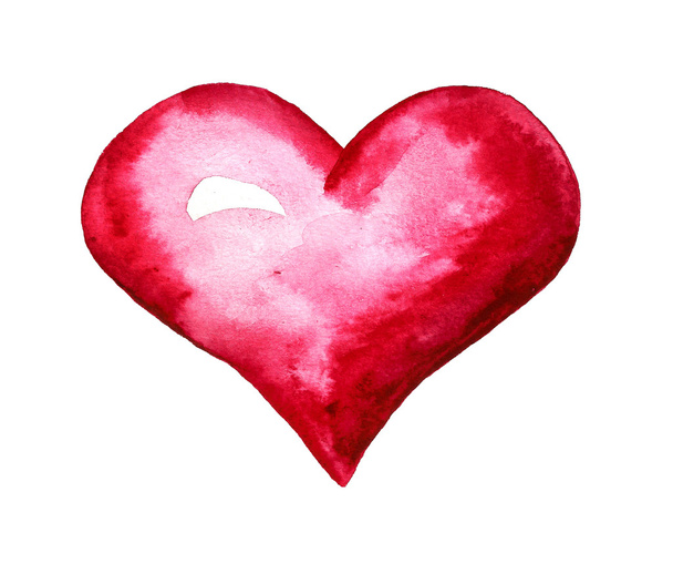 Red heart watercolor - Fotoğraf, Görsel