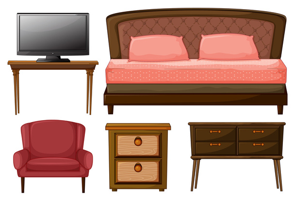 Otthoni bútorok és televízió - Vektor, kép