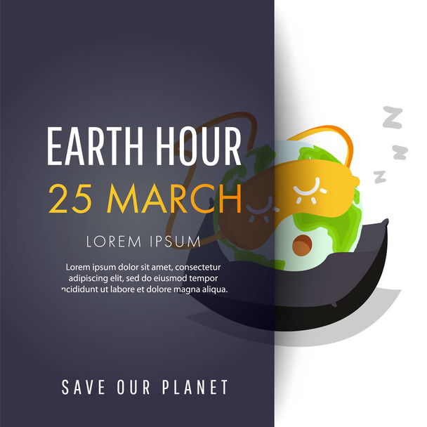 Illustration der Stunde der Erde. 25. März.  - Vektor, Bild