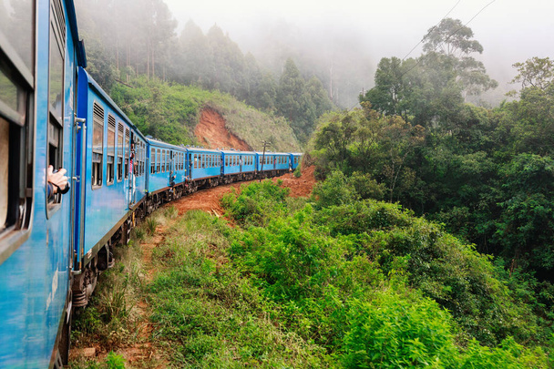 Train ride from Ella  to Kandy among tea plantations in the highlands of Sri Lanka - Фото, изображение
